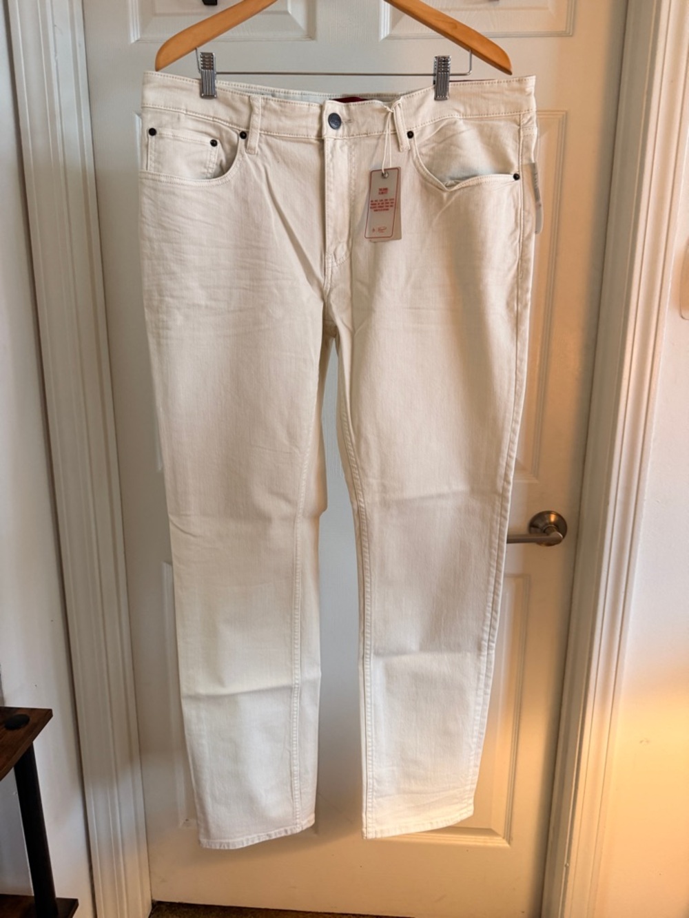 Original Penguin Men's White Slim Fit Jeans, 38x32